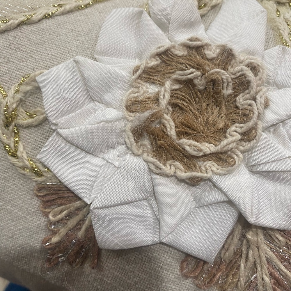 Decorative Pillow with Pumpkin and Floral Design- hand crafted in India